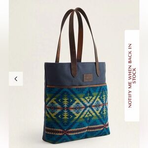 Pendleton Diamond Desert Market Tote Bag Purse Book Bag Satchel blue green brown
